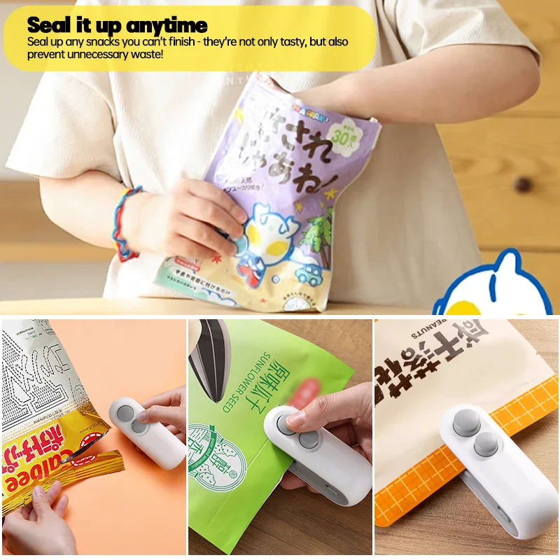 Mini Handheld Plastic Bag Sealer with Built-In Battery Portable Food Bag Heat Sealer Machine Opening Machine Kitchen Gadgets