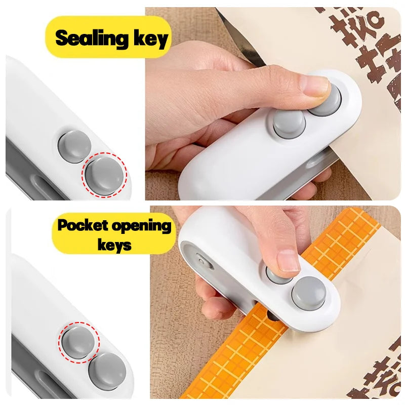 Mini Handheld Plastic Bag Sealer with Built-In Battery Portable Food Bag Heat Sealer Machine Opening Machine Kitchen Gadgets