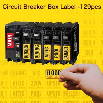 129 Circuit Breaker Box Labels, 1 Set Conspicuous Identification Weatherproof Fuse Box Stickers