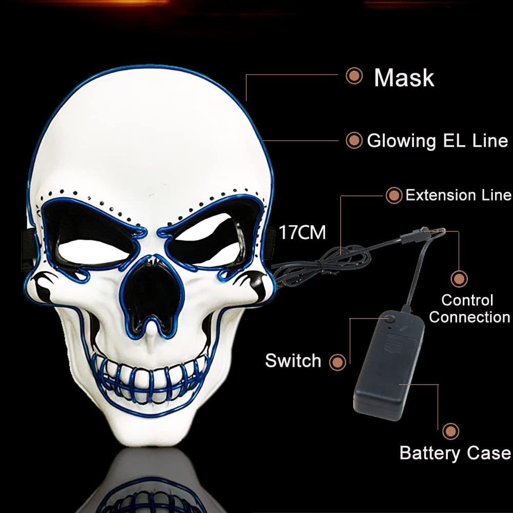 Halloween Mask LED Light up Costumes Scary Mask for Party Supplies 