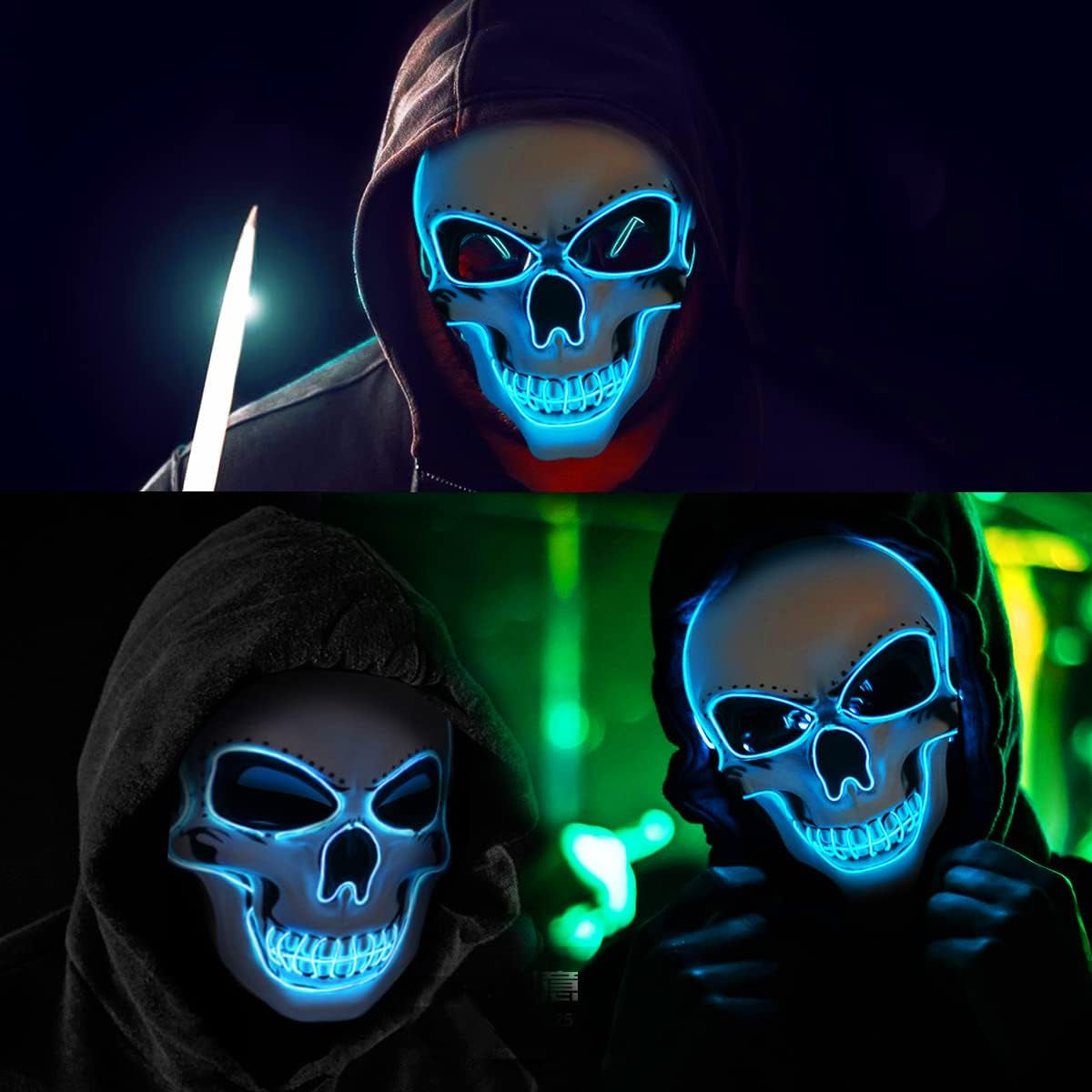 Halloween Mask LED Light up Costumes Scary Mask for Party Supplies 