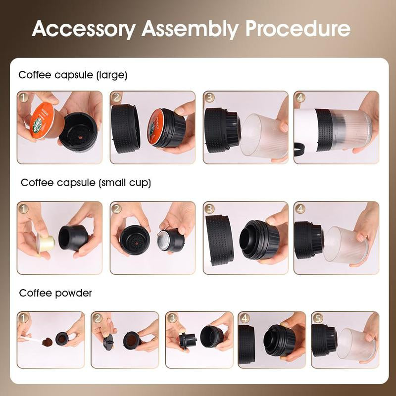 ATSUSA Portable Electric Espresso Machine, USB Rechargeable Travel Coffee Maker, Coffee Capsule Cooker Self-Heating with Type-C, Hot and Cold Brew, Boyfriend Gift