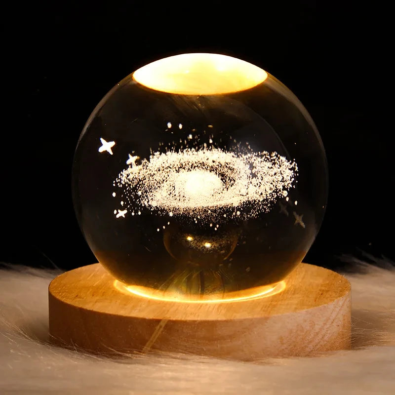 LED Crystal Ball Table Lamp USB Night Light 3D Moon Planet Galaxy Decor for Home Table Lamp Party Toys for Kids Adult Xmas Gifts