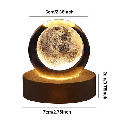 LED Crystal Ball Table Lamp USB Night Light 3D Moon Planet Galaxy Decor for Home Table Lamp Party Toys for Kids Adult Xmas Gifts