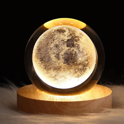 LED Crystal Ball Table Lamp USB Night Light 3D Moon Planet Galaxy Decor for Home Table Lamp Party Toys for Kids Adult Xmas Gifts