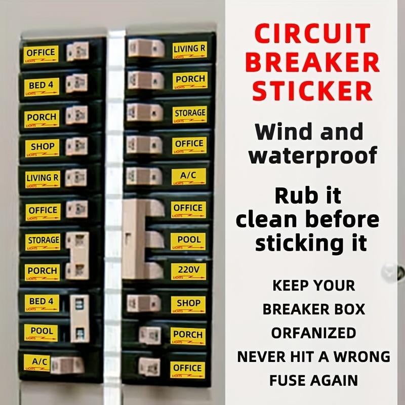 129 Circuit Breaker Box Labels, 1 Set Conspicuous Identification Weatherproof Fuse Box Stickers